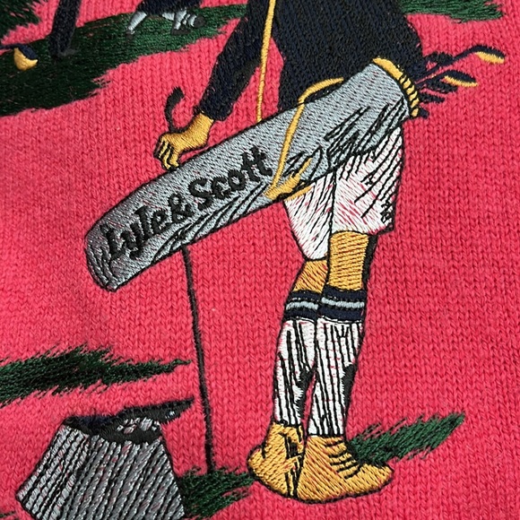 Lyle & Scott Hawick Scotland Lambswool Crewneck Golf Raspberry Red Oversized M - Picture 10 of 11